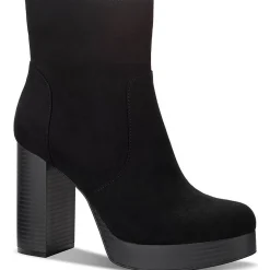 PATRICEE Textile Upper Faux Leather Ankle Boots