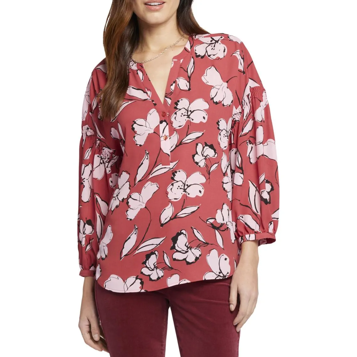 Paulina Floral Button Front Henley