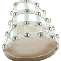 Pecanna Faux Leather Open Toe Flat Sandals