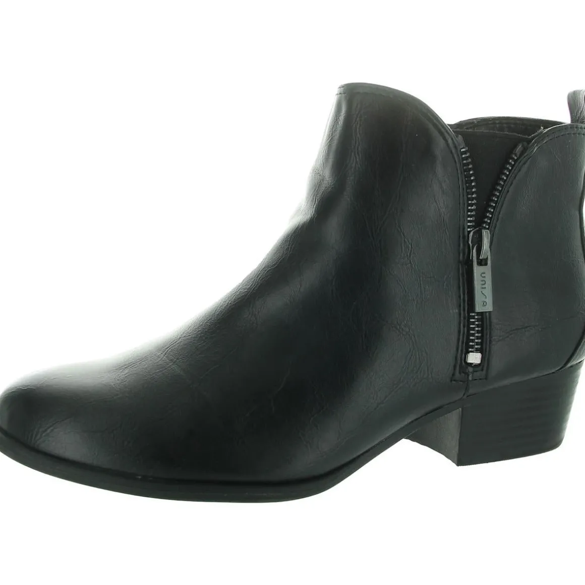 Pedrio Zipper Faux Leather Ankle Boots
