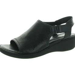 Perforated Leather Wedge Sandals