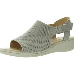 Perforated Leather Wedge Sandals