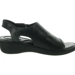 Perforated Leather Wedge Sandals