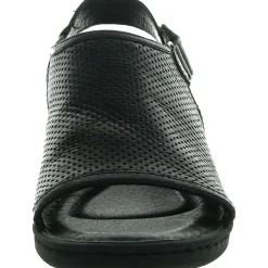 Perforated Leather Wedge Sandals