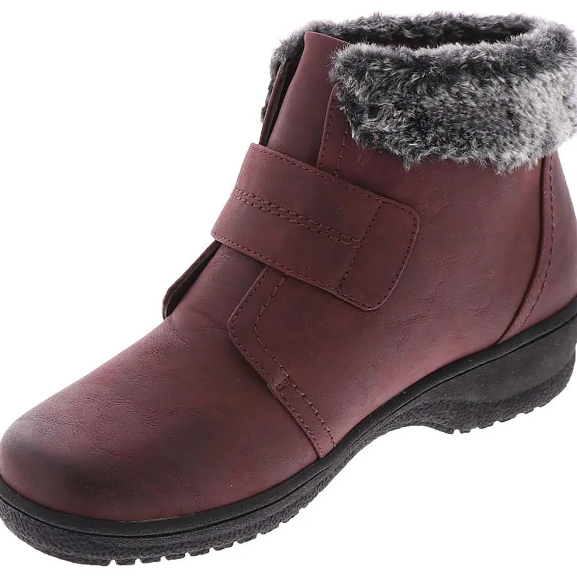 Perth Faux Leather Faux Fur Lined Ankle Boots