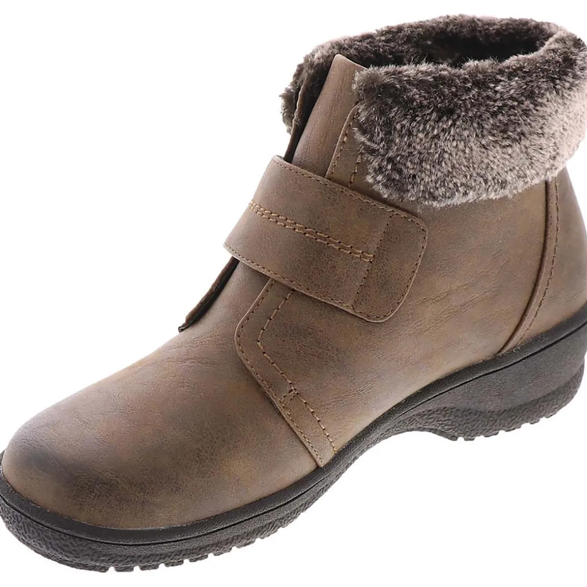 Perth Faux Leather Faux Fur Lined Ankle Boots