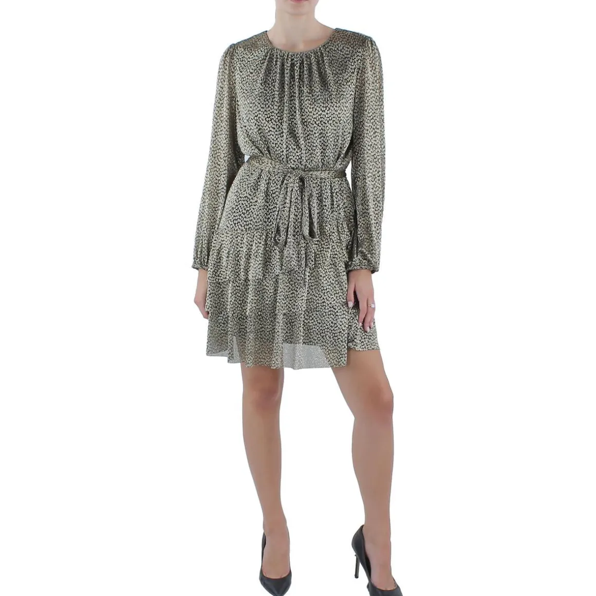 Petites Above Knee Metallic Mini Dress