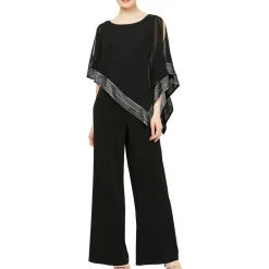 Petites Chiffon Metallic Jumpsuit