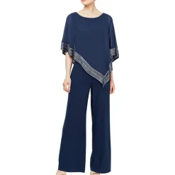 Petites Chiffon Metallic Jumpsuit