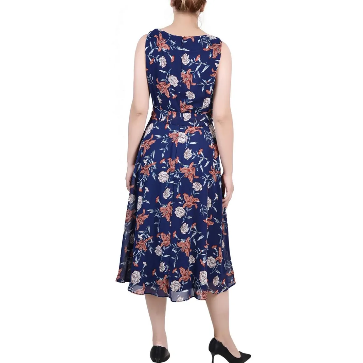 Petites Chiffon Printed Midi Dress