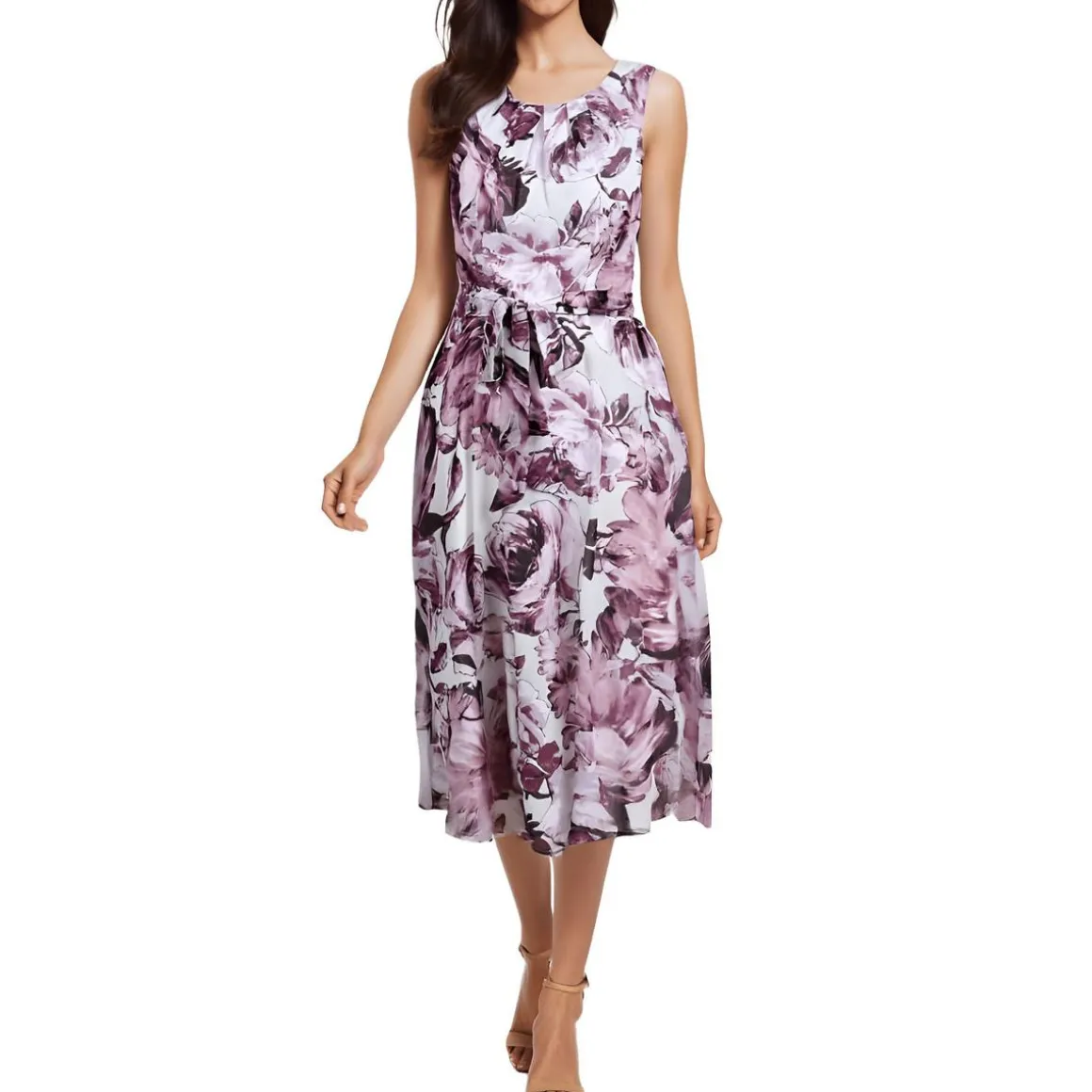 Petites Chiffon Printed Midi Dress