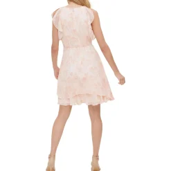 Petites Chiffon Ruffled Wrap Dress