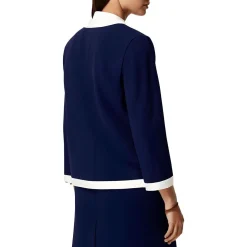 Petites Contrast Trim Open-Front Blazer