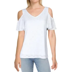 Petites Embroidered Knit Cold Shoulder