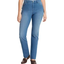 Petites High Rise Dark Wash Straight Leg Jeans