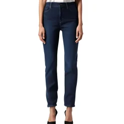 Petites High Rise Dark Wash Straight Leg Jeans