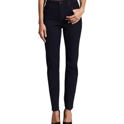 Petites High Rise Dark Wash Straight Leg Jeans