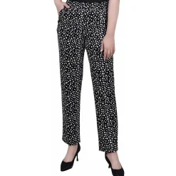 Petites High Rise Embellished Straight Leg Pants