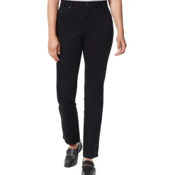 Petites High Rise Solid Straight Leg Jeans