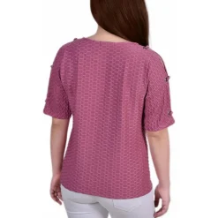 Petites Honeycomb Embellished Blouse