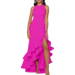 Petites Knit Sleeveless Evening Dress