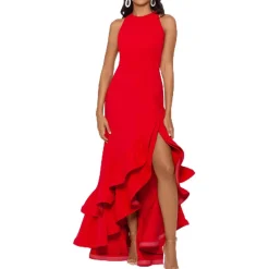 Petites Knit Sleeveless Evening Dress