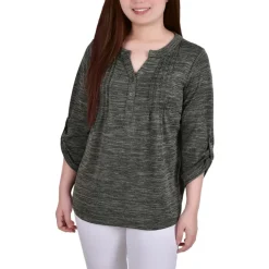 Petites Knit Space Dyed Pullover Sweater