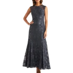 Petites Lace Long Evening Dress