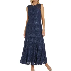 Petites Lace Long Evening Dress