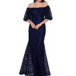 Petites Lace Maxi Evening Dress