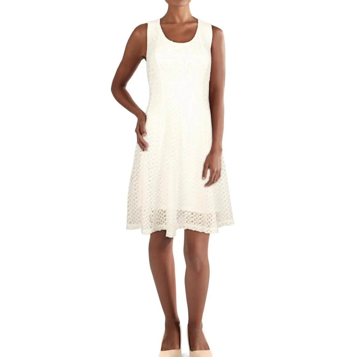 Petites Lace Sleeveless Fit & Flare Dress