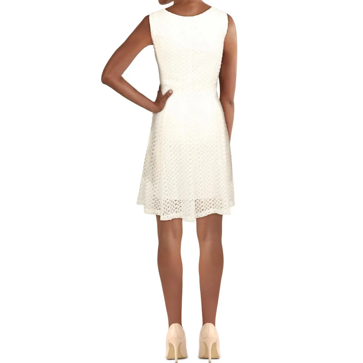 Petites Lace Sleeveless Fit & Flare Dress