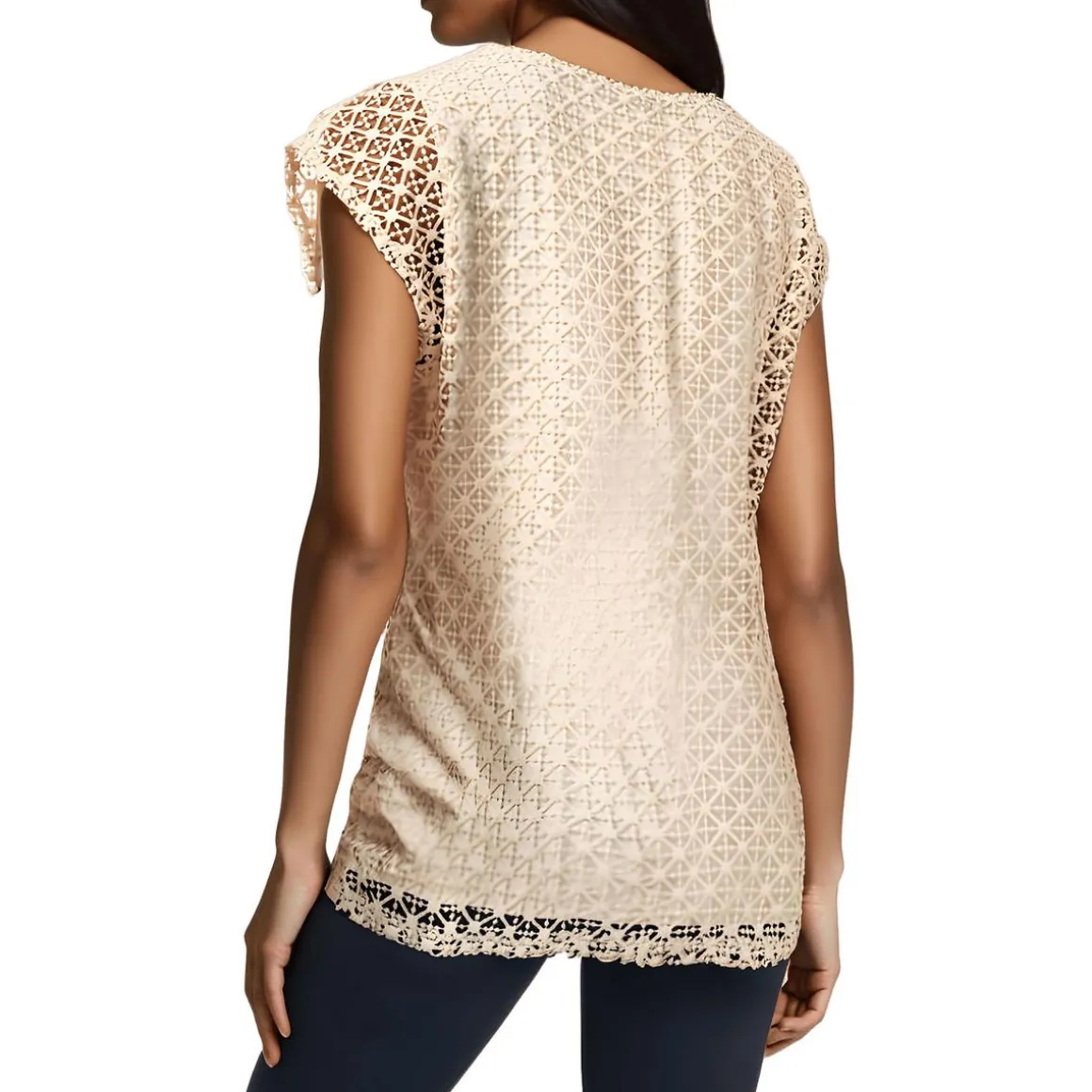 Petites Lined Lace Blouse