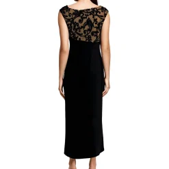 Petites Mesh Inset Evening Dress