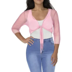 Petites Mesh Tie Front Bolero