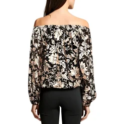 Petites Metallic Chiffon Off The Shoulder