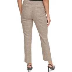 Petites Mid-Rise Glen Plaid Straight Leg Pants