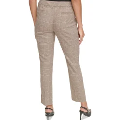 Petites Mid-Rise Glen Plaid Straight Leg Pants