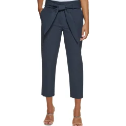 Petites Paper Bag Waist Casual Straight Leg Pants