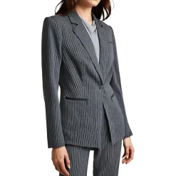 Petites Pinstripe Rayon Blazer