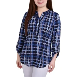 Petites Plaid Blouse