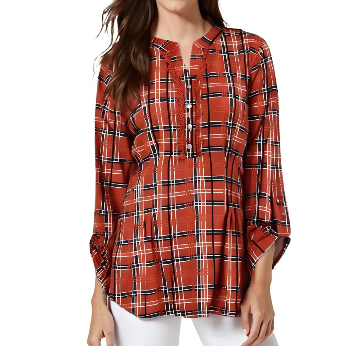Petites Plaid Blouse
