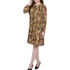 Petites Pleated Mini Shift Dress