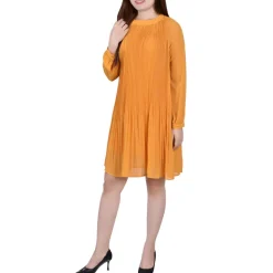 Petites Pleated Mini Shift Dress