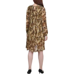 Petites Pleated Mini Shift Dress