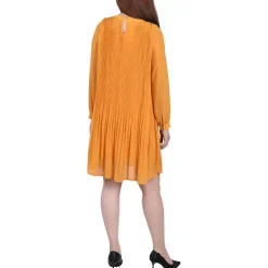 Petites Pleated Mini Shift Dress