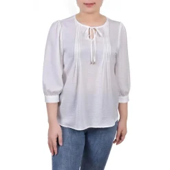 Petites Pleated Satin Blouse