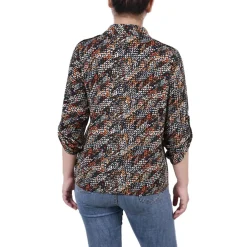 Petites Printed Button-Down Top