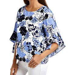 Petites Printed Chiffon Blouse