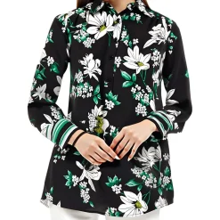 Petites Printed Chiffon Button-Down Top